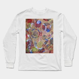 Abstract Face in Gold Art Print Long Sleeve T-Shirt